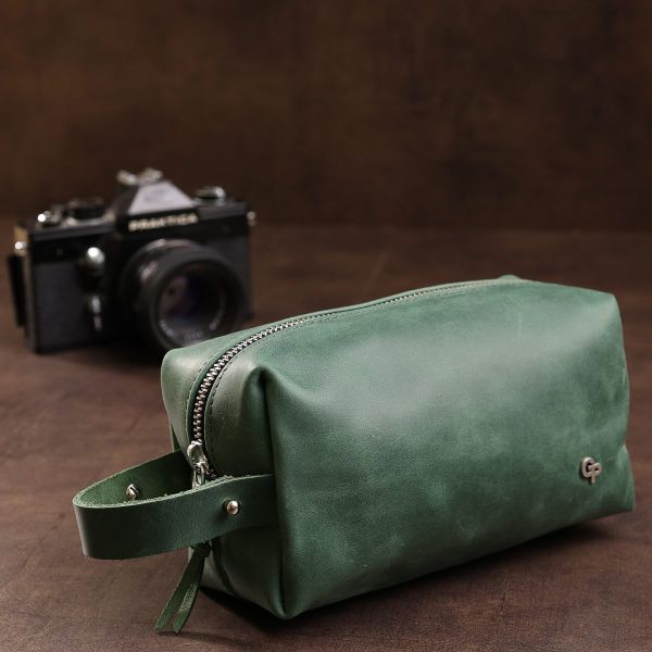 Кожаная косметичка унисекс GRANDE PELLE 11572 Зеленый