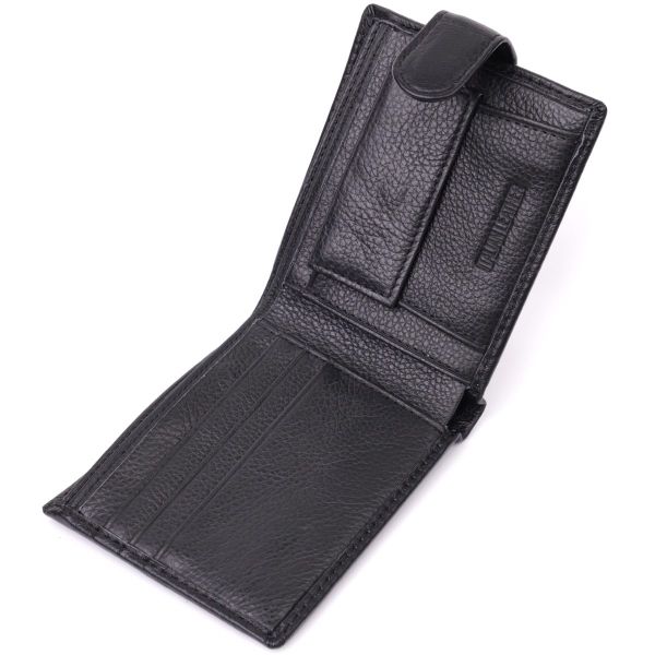 Бумажник для мужчин удобного размера из натуральной кожи ST Leather 22463 Черный