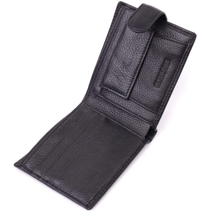Бумажник для мужчин удобного размера из натуральной кожи ST Leather 22463 Черный