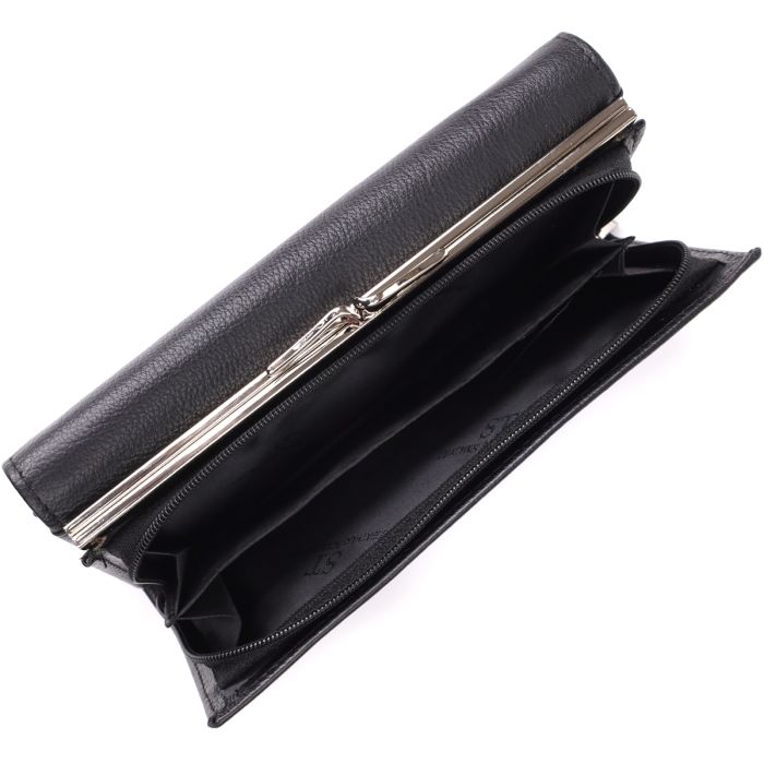 Функциональный женский кошелек на магнитах из натуральной кожи ST Leather 23112 Черный