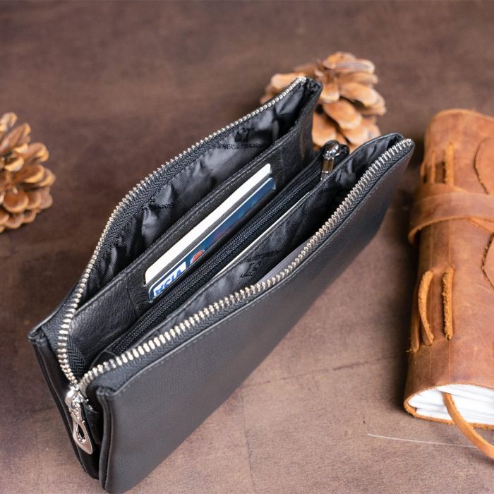 Вместительный клатч на два отделения женский ST Leather 19246 Черный