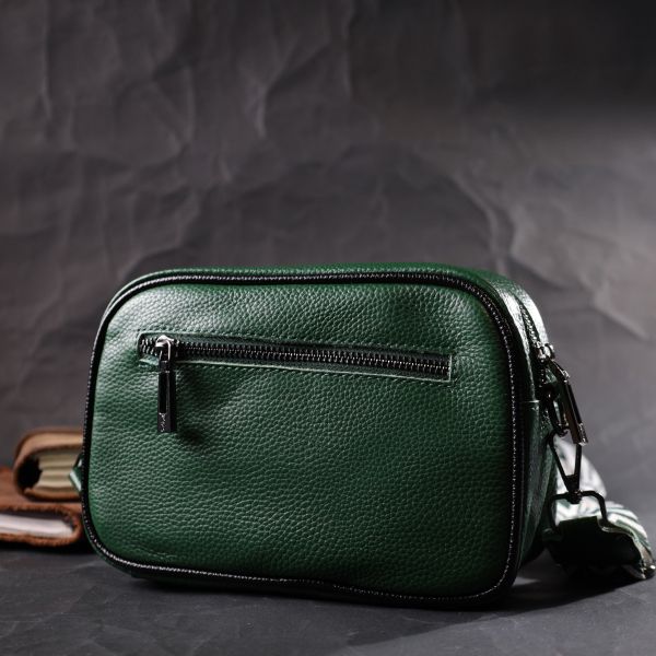 Сумка через плечо на одно отделение из натуральной кожи Vintage 22384 Зеленая