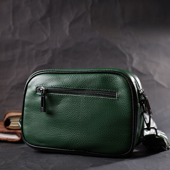 Сумка через плечо на одно отделение из натуральной кожи Vintage 22384 Зеленая