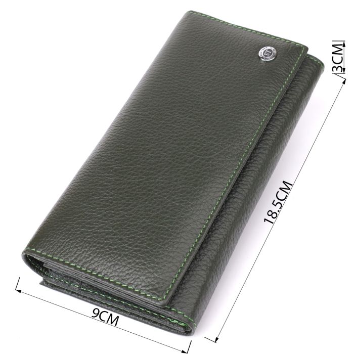 Стильный кошелек для женщин с монетницей из натуральной кожи ST Leather 23106 Зеленый