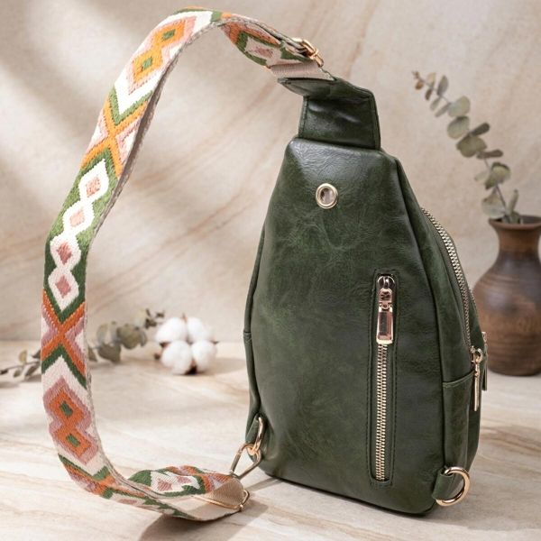 Сумка компактного размера с одной лямкой через плечо из гладкой экокожи Vintage 22771 Зеленый