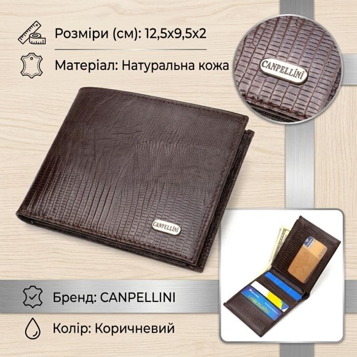Удобное мужское портмоне из натуральной фактурной кожи CANPELLINI 21869 Коричневый