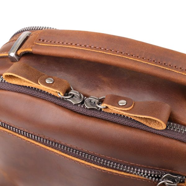 Мужская деловая сумка с ручкой для переноса в руке из натуральной кожи Vintage 23033 Коричневый