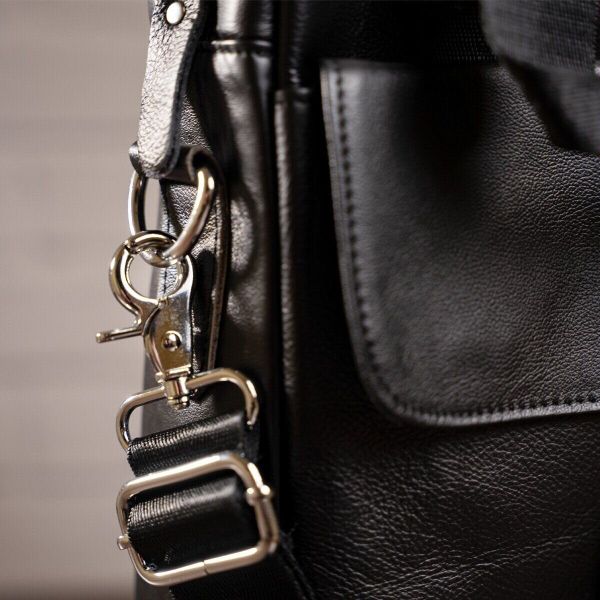 Мессенджер мужской Vintage 14632 кожаный Черный