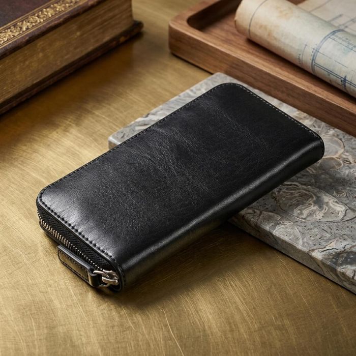 Кожаный женский кошелек на молнии GRANDE PELLE 11562 Черный