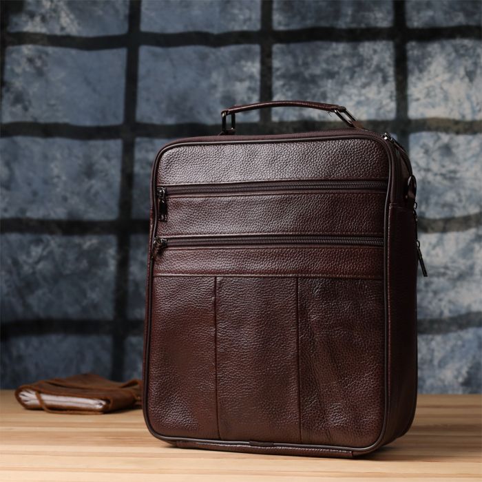 Мужская сумка с ручкой для переноса в руке из натуральной кожи Vintage 23024 Коричневый