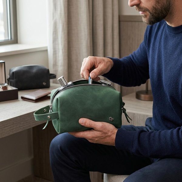 Шкіряна косметичка унісекс GRANDE PELLE 11571 Зелений