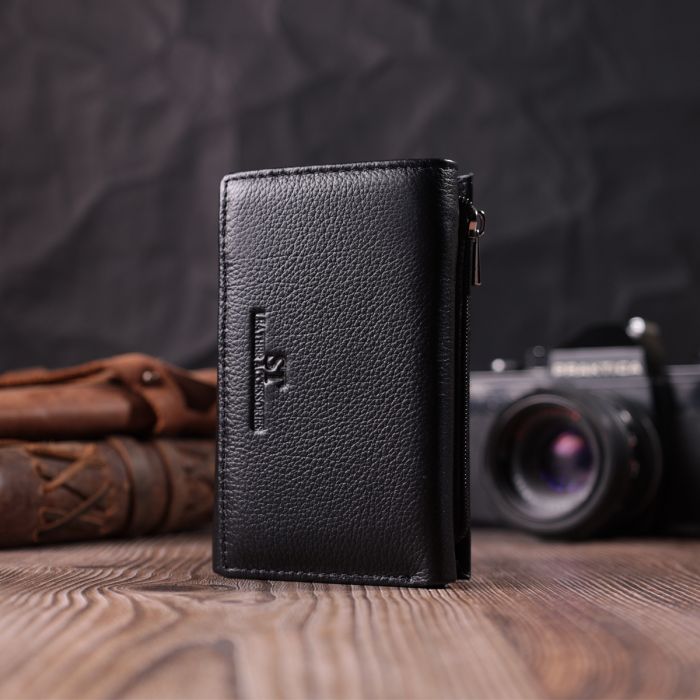 Кожаный женский кошелек в три сложения ST Leather 22488 Черный