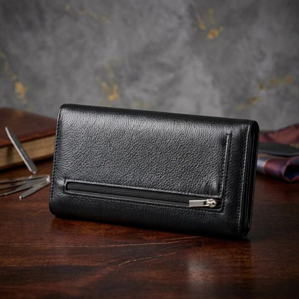 Удобный женский кошелек из натуральной кожи ST Leather 22523 Черный