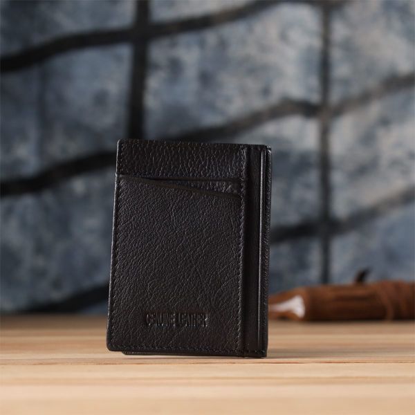 Мужской кошелек для карточек из натуральной кожи ST Leather 23091 Черный