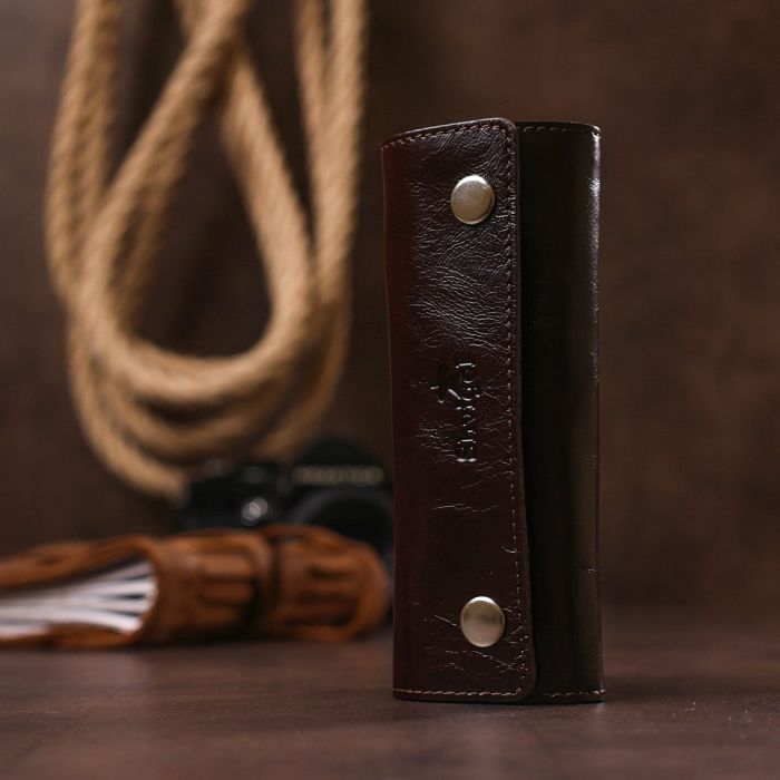 Удобная кожаная ключница Shvigel 16534 Коричневый