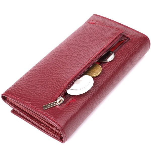 Практичный вертикальный кошелек из натуральной кожи ST Leather 23085 Бордовый
