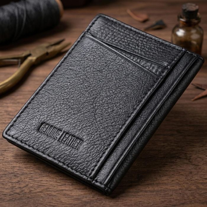 Мужской кошелек для карточек из натуральной кожи ST Leather 23091 Черный