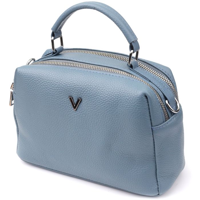 Женская сумка с двумя секциями из натуральной кожи Vintage 22920 Голубой