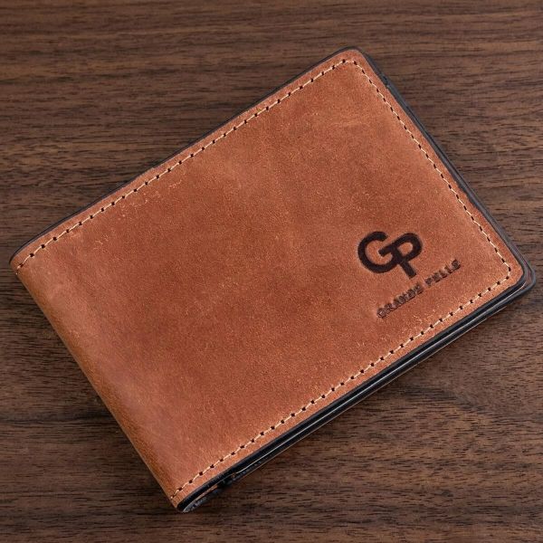 Компактный зажим для денег без застежки GRANDE PELLE 11240 Коричневый