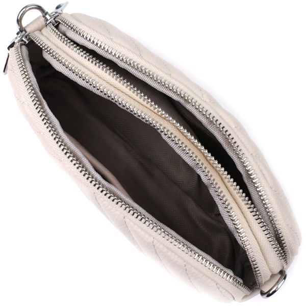 Модная сумка прошита треугольниками из натуральной кожи Vintage 22910 Белый