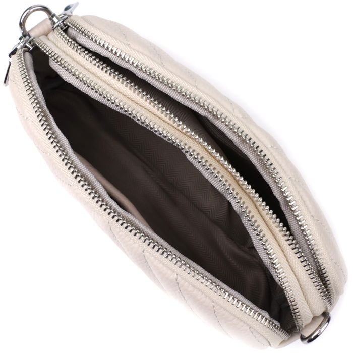 Модная сумка прошита треугольниками из натуральной кожи Vintage 22910 Белый