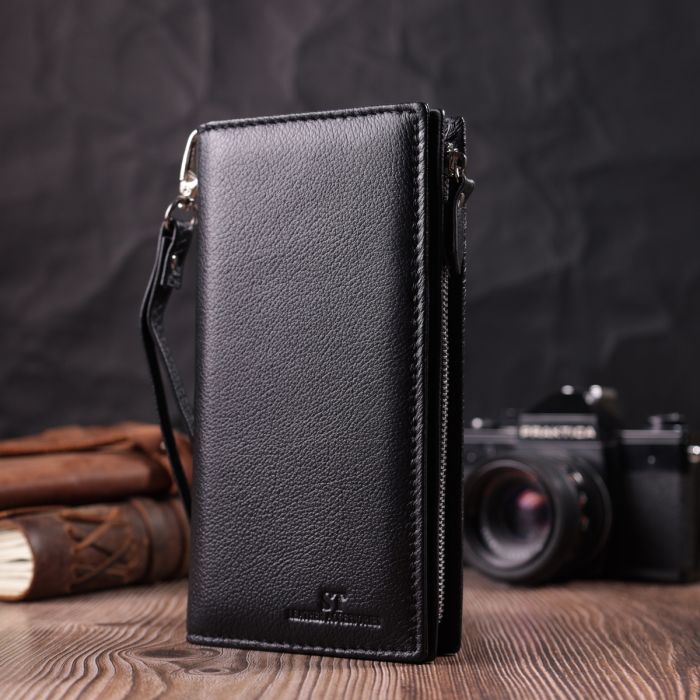 Вертикальный кошелек-клатч унисекс из натуральной кожи ST Leather 22532 Черный