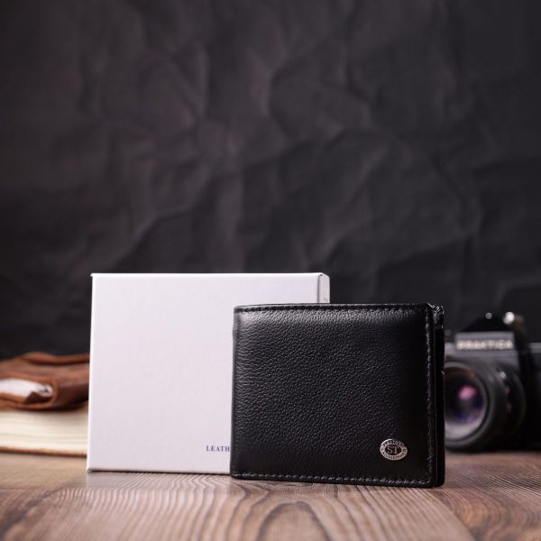 Отличный зажим из натуральной кожи ST Leather 22475 Черный