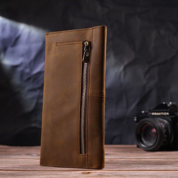 Тонкий мужской бумажник из натуральной винтажной кожи 21296 Vintage Коричневый