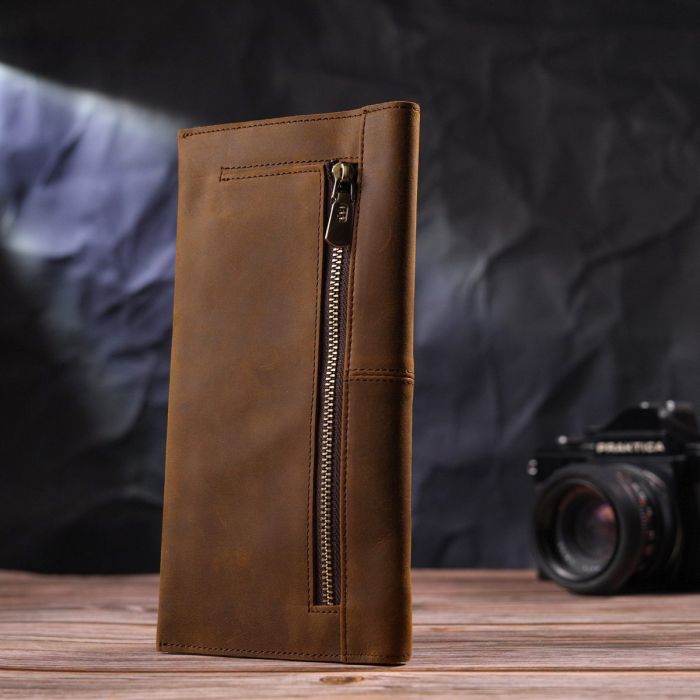 Тонкий мужской бумажник из натуральной винтажной кожи 21296 Vintage Коричневый