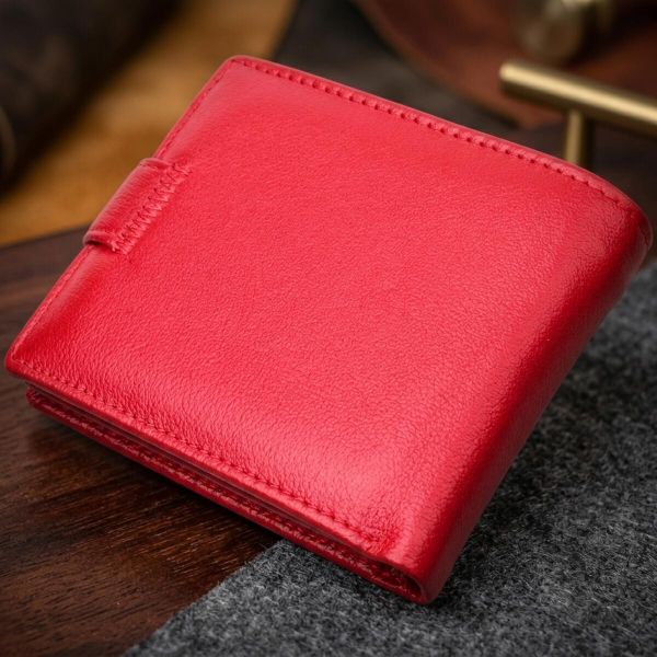 Яркое женское портмоне с блоком для карт из натуральной кожи ST Leather 19471 Красный