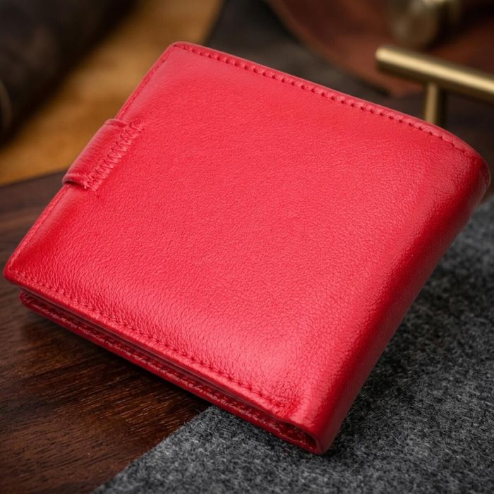 Яркое женское портмоне с блоком для карт из натуральной кожи ST Leather 19471 Красный