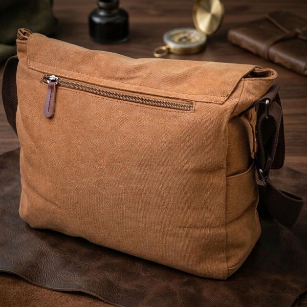 Велика сумка для ноутбука з клапаном із текстилю 21242 Vintage Коричнева