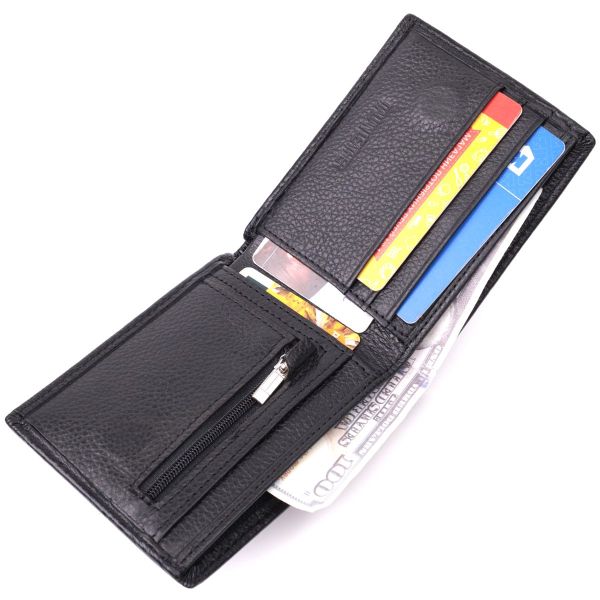 Удобное мужское портмоне из натуральной кожи ST Leather 22482 Черный