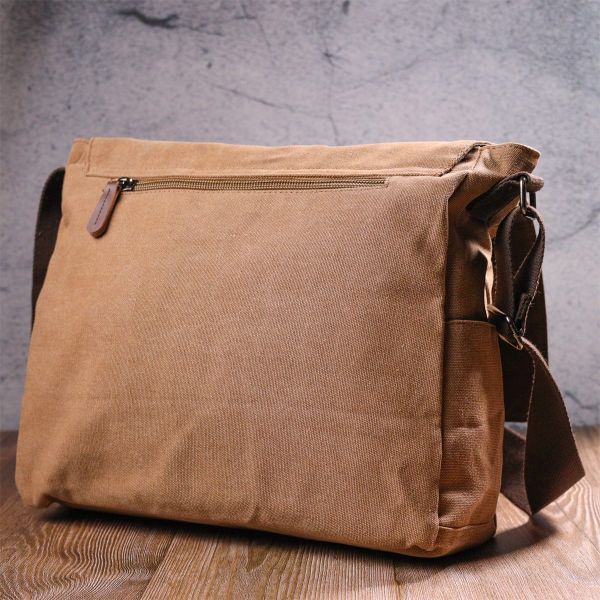 Большая сумка для ноутбука с клапаном из текстиля 21242 Vintage Коричневая