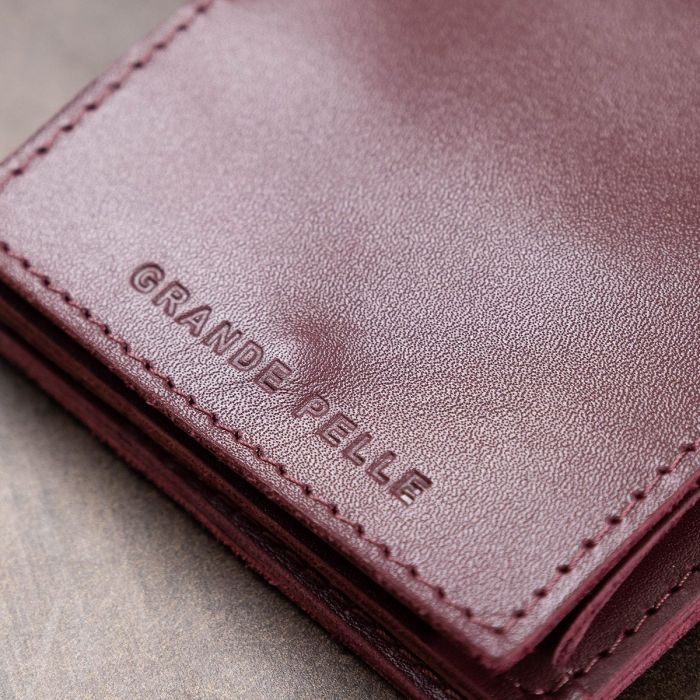 Кожаное женское портмоне GRANDE PELLE 11518 Бордовый