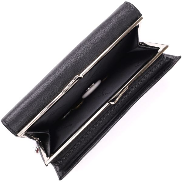 Функциональный женский кошелек на магнитах из натуральной кожи ST Leather 23112 Черный