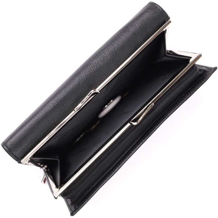Функциональный женский кошелек на магнитах из натуральной кожи ST Leather 23112 Черный