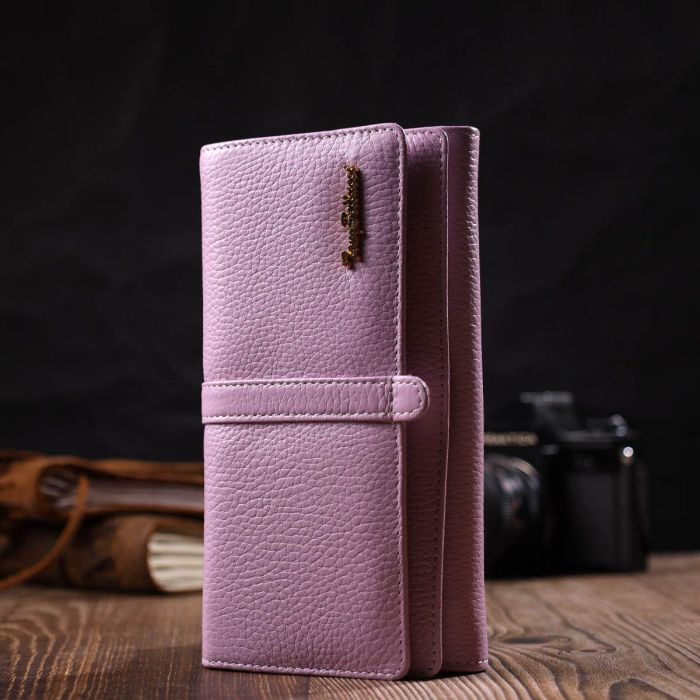 Женский кошелек с большим количеством отделений нежного цвета из натуральной кожи Tony Bellucci 21958 Лиловый