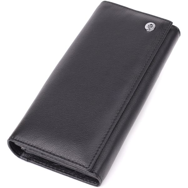 Солидный женский кошелек из натуральной кожи ST Leather 23088 Черный