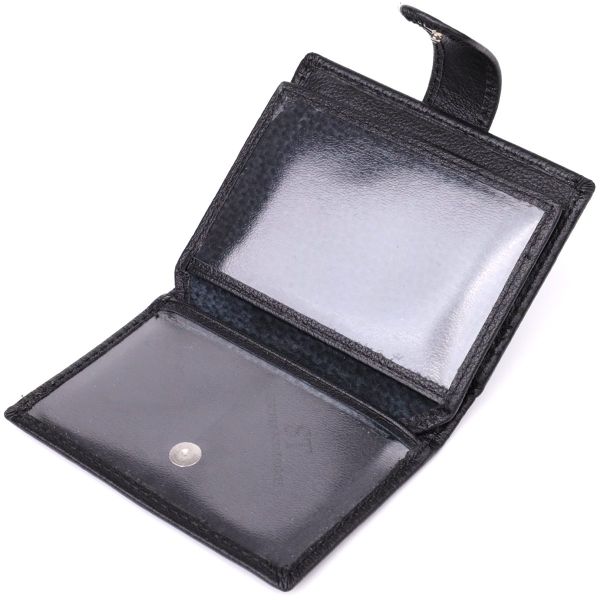 Компактный мужской бумажник вертикального формата из натуральной кожи ST Leather 23095 Черный