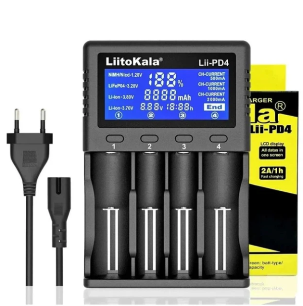 Зарядний пристрій LiitoKala Lii-PD4 для акумуляторів 18650, 21700, Li-ion, LiFePO4, Ni-MH та Ni-Cd