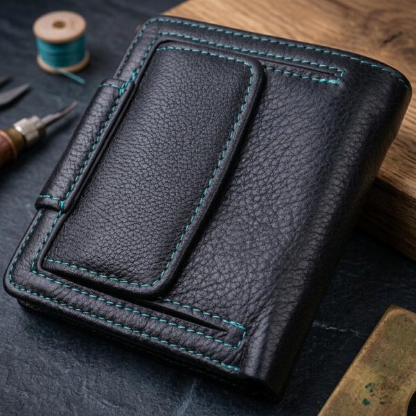 Шкіряний стильний гаманець з монетницею зовні ST Leather 19454 Чорний