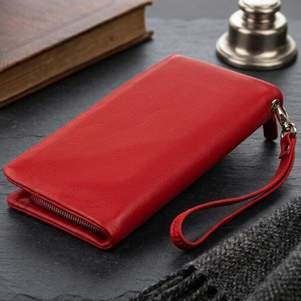 Кошелек-клатч из кожи с карманом для мобильного ST Leather 19315 Красный