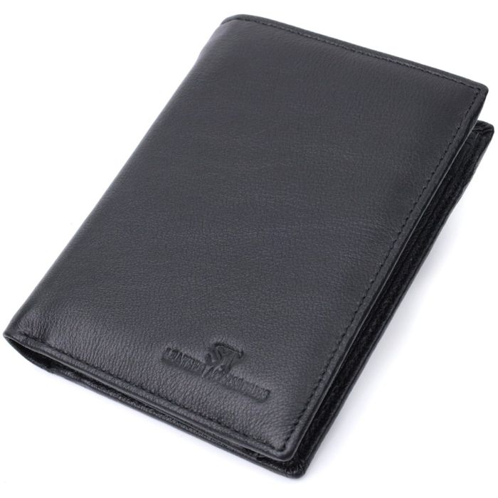 Мужское кожаное портмоне для карт купюр и монет ST Leather 22733 Черное