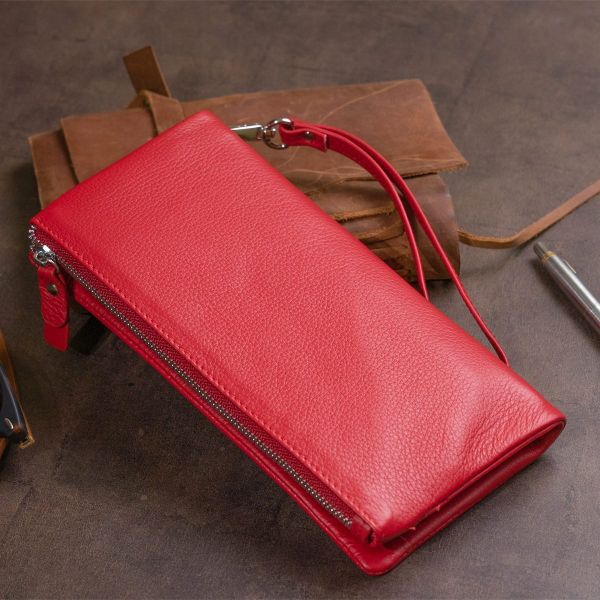 Кошелек-клатч из кожи с карманом для мобильного ST Leather 19315 Красный
