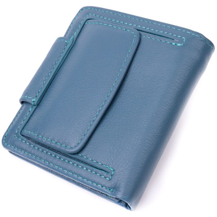 Красивое кожаное портмоне с монетницей снаружи для стильных женщин ST Leather 19457 Бирюзовый