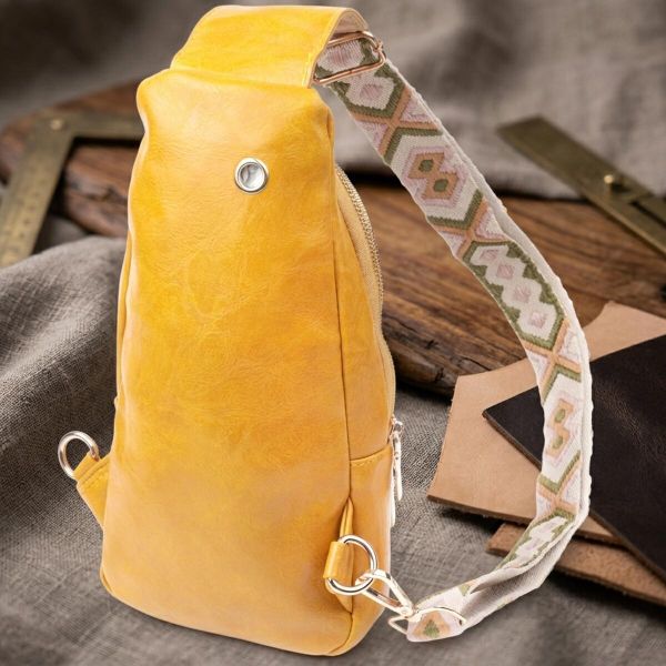 Яркая женская слинг сумка через плечо из экокожи Vintage 22753 Желтый