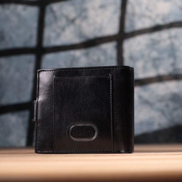 Люксовый мужской бумажник из натуральной глянцевой кожи Vintage sale_15110 Черный