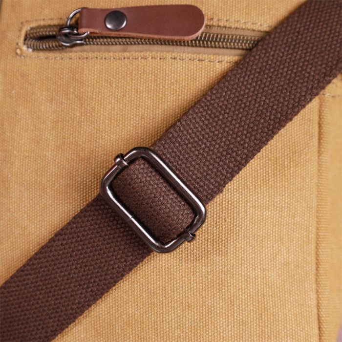 Отличная небольшая мужская сумка из плотного текстиля Vintage 22222 Песочный