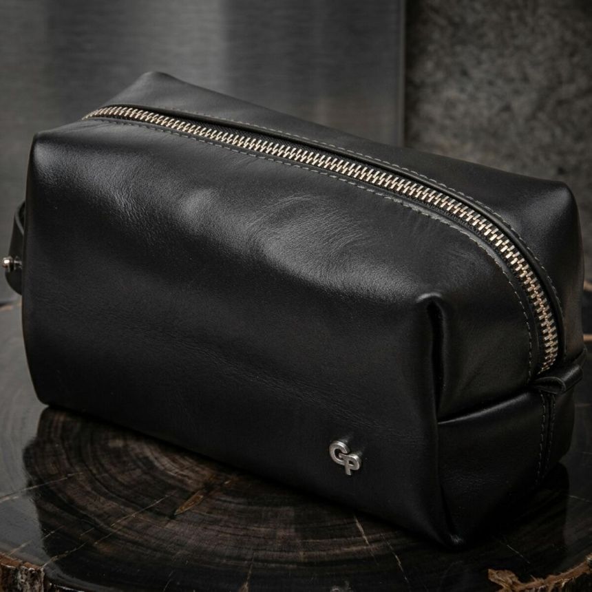 Кожаная мужская косметичка GRANDE PELLE 11415 Черный